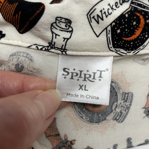 Spirit Halloween Crop Top Womens XL Button Up Tie Front Spooky Skull Witchy Bat - Picture 4 of 8